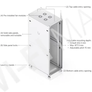 Ubiquiti 42U Rack Cabinet Glass Front Door (1000 мм) напольная стойка 42U с 4-мя вентиляторами и стеклянной дверцей