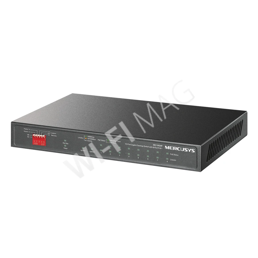 Mercusys MS110GMP, неуправляемый 10-портовый (1 Гбит/с) с 8-ю PoE+ коммутатор