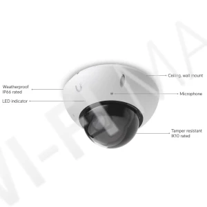 Ubiquiti UniFi G6 Pro Dome Camera White, 8 Мп уличная PoE+ с 2,36-кратным зумом и слотом для MicroSD белая IP-видеокамера