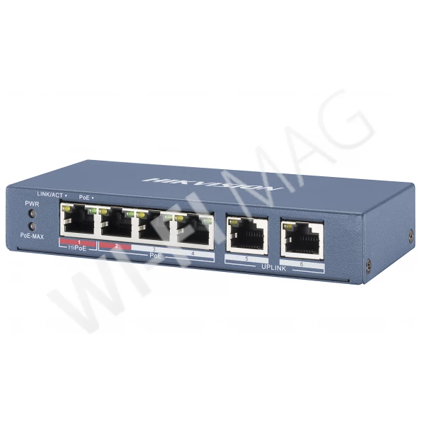 Hikvision DS-3E0106HP-E, неуправляемый коммутатор Hi-PoE