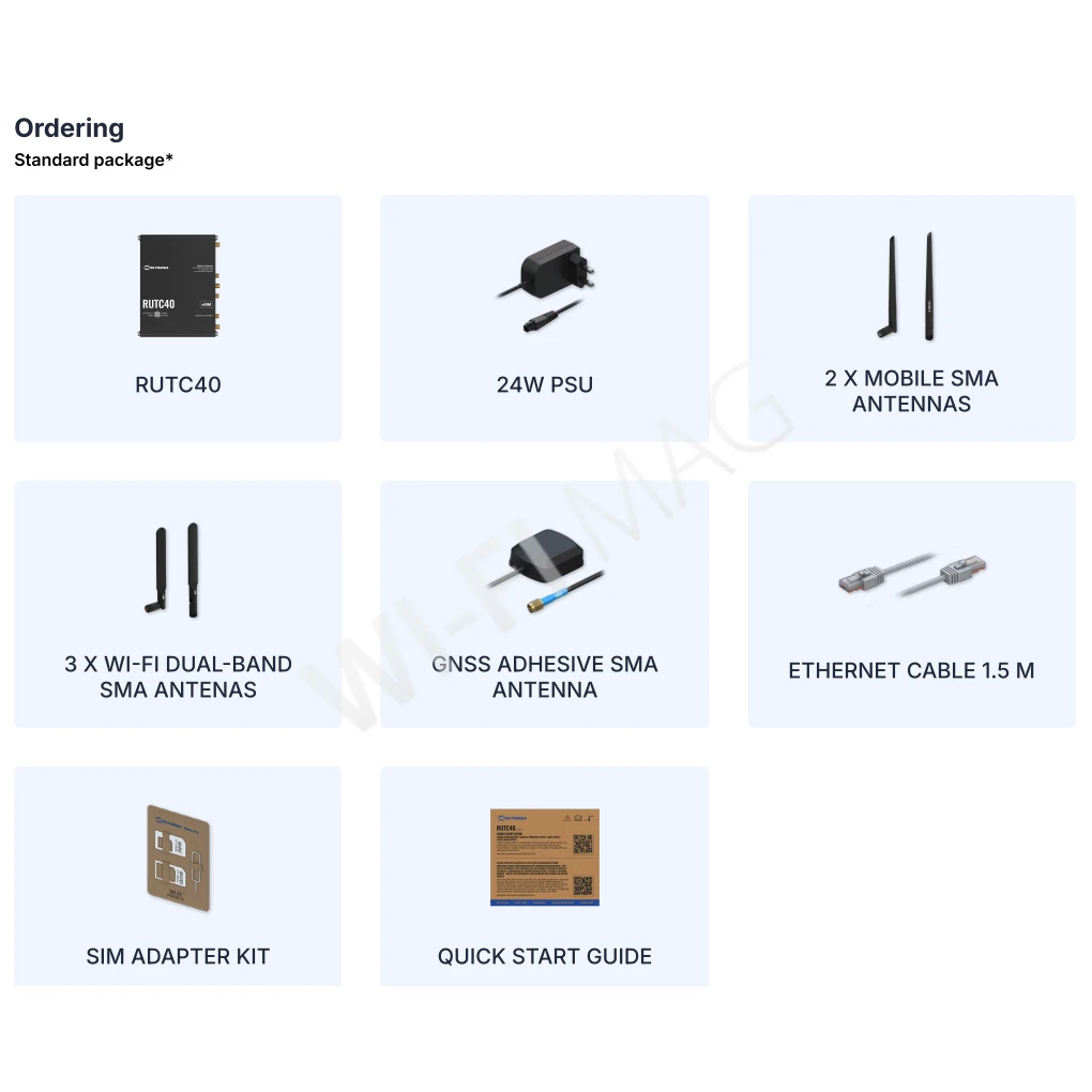 Teltonika RUTC40, двухдиапазонный промышленный маршрутизатор 4G Cat 4 Wi-Fi 6