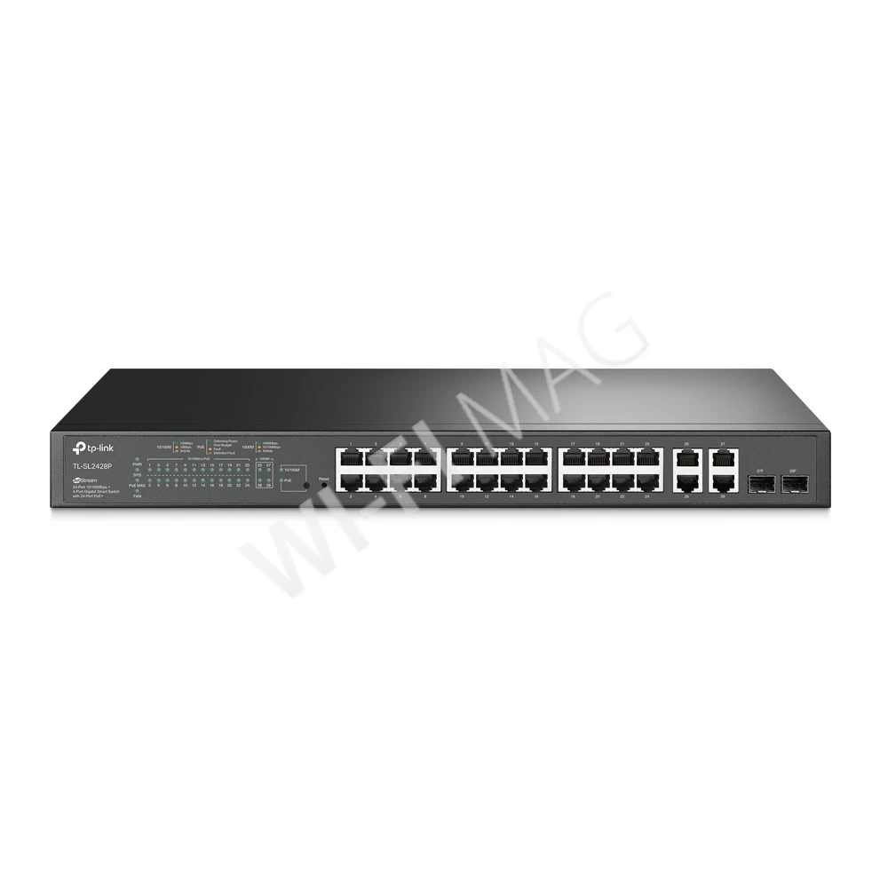 TP-Link TL-SL2428P, JetStream с 24 портами PoE+ (10/100 Мбит/с) и 4 гигабитными портами