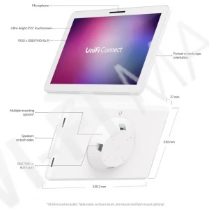 Ubiquiti UniFi Connect Display, 21,5-дюймовый сенсорный экран Full HD PoE++