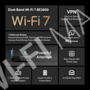 TP-Link TL-WR3602BE BE3600, двухдиапазонный портативный роутер Wi-Fi 7 для путешествий