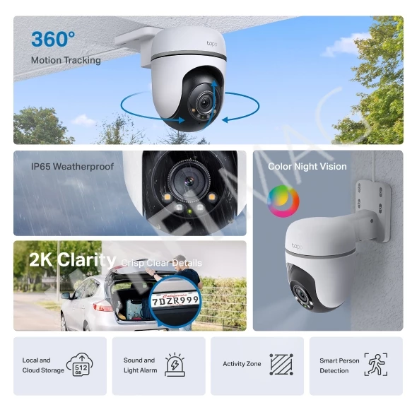 TP-Link Tapo TC41, уличная цветная поворотная 360° с ночным видением и ИК-подсветкой до 30 м Wi‑Fi-камера