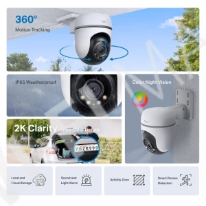 TP-Link Tapo TC41, уличная цветная поворотная 360° с ночным видением и ИК-подсветкой до 30 м Wi‑Fi-камера