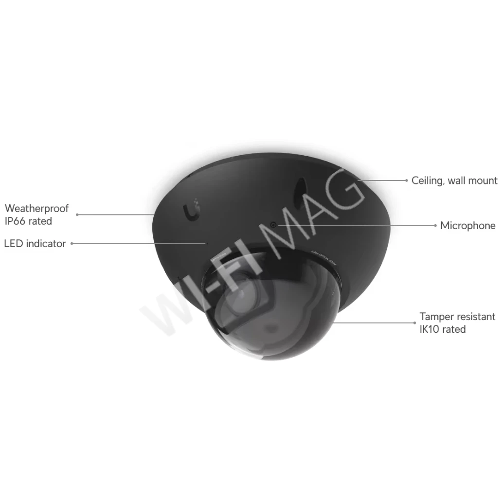 Ubiquiti UniFi G6 Pro Dome Camera Black, 8 Мп уличная PoE+ с 2,36-кратным зумом и слотом для MicroSD черная IP-видеокамера