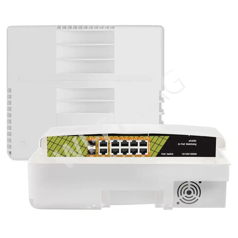 Conexpro GNT-P1012G6-F, уличный с 10 LAN (8 PoE) 1 Гбит/с и 2 SFP портами неуправляемый коммутатор