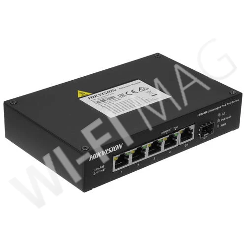 Hikvision DS-3T0306HP-E/HS, неуправляемый коммутатор Hi-PoE