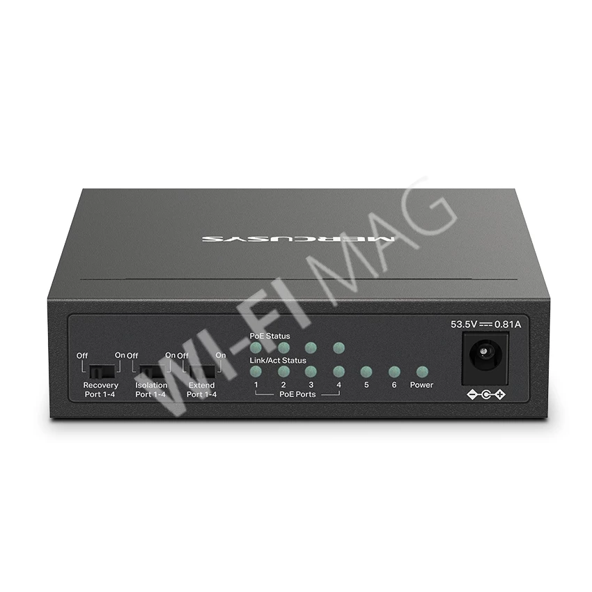Mercusys MS106LP, неуправляемый 6-портовый коммутатор с 4-мя PoE+ (10/100 Мбит/с)