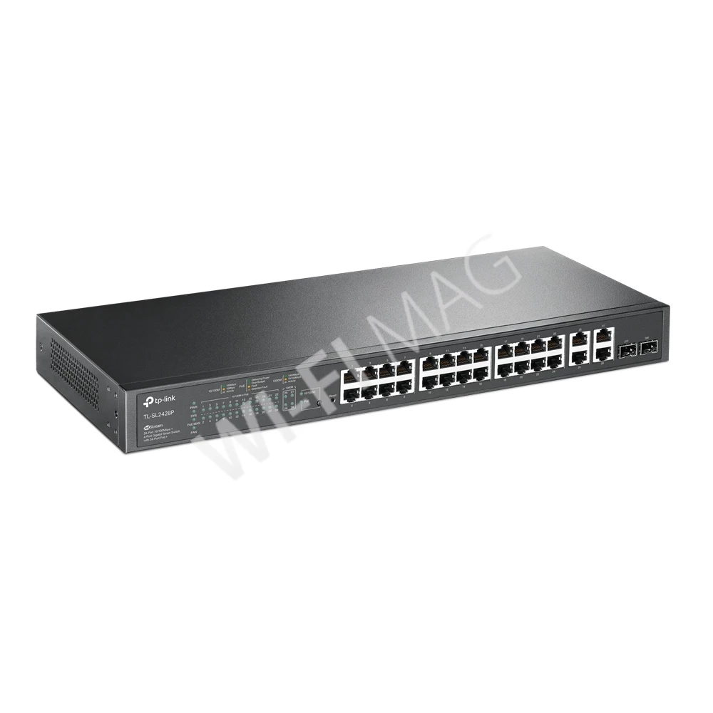 TP-Link TL-SL2428P, JetStream с 24 портами PoE+ (10/100 Мбит/с) и 4 гигабитными портами