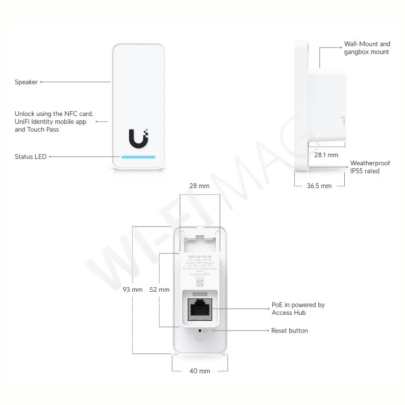 Ubiquiti UniFi Access G3 Reader Black, черный NFC/Bluetooth считыватель с поддержкой Apple Touch Pass