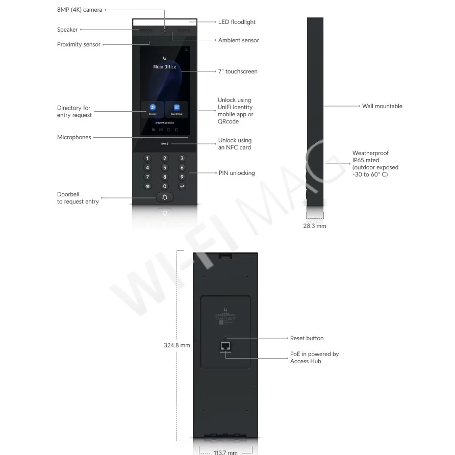 Ubiquiti UniFi Access Intercom, уличный видеодомофон с клавиатурой и двусторонним аудио