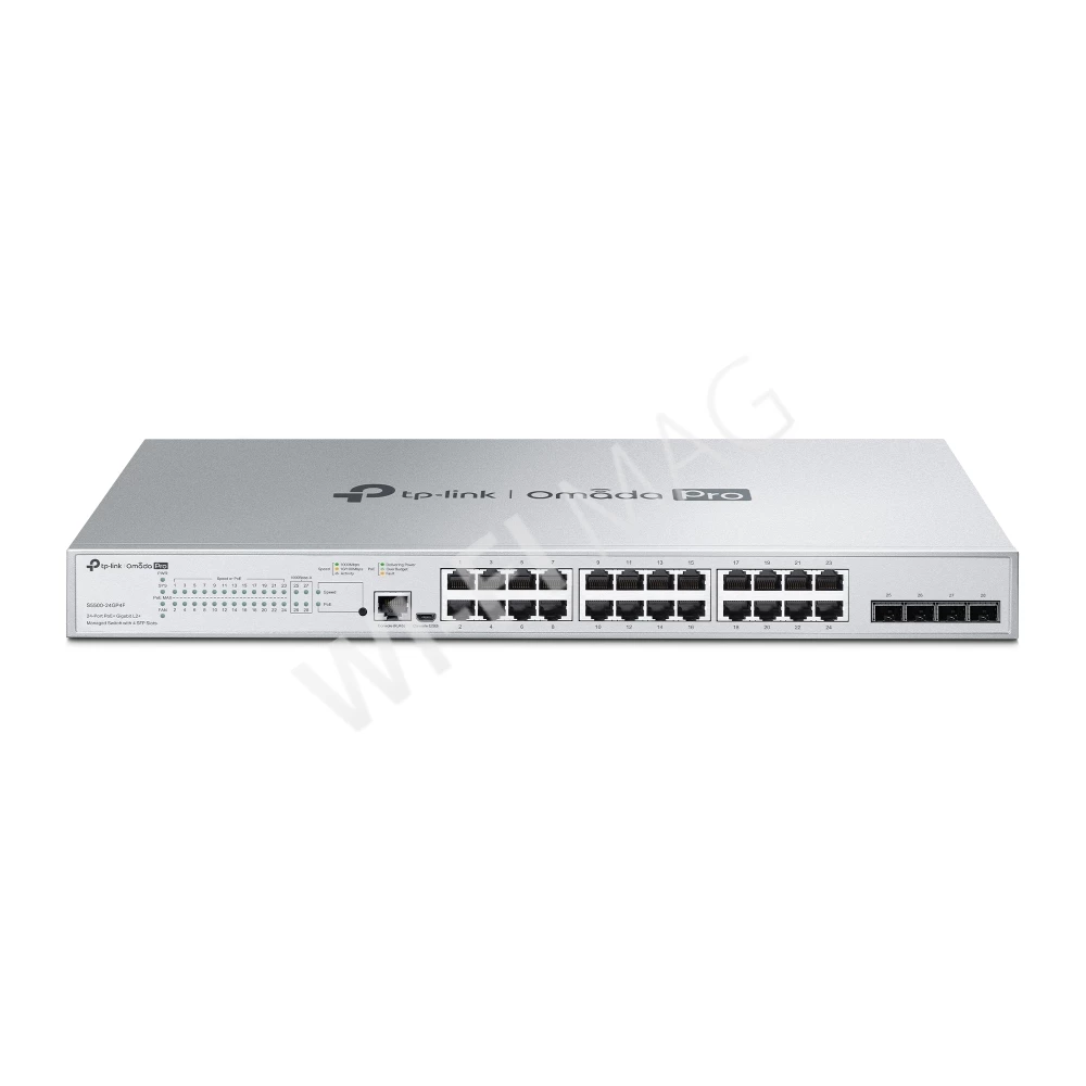 TP-Link S5500-24GP4F, 4 SFP и 24 порта 1 Гбит/с PoE+ линейки Omada Pro управляемый коммутатор
