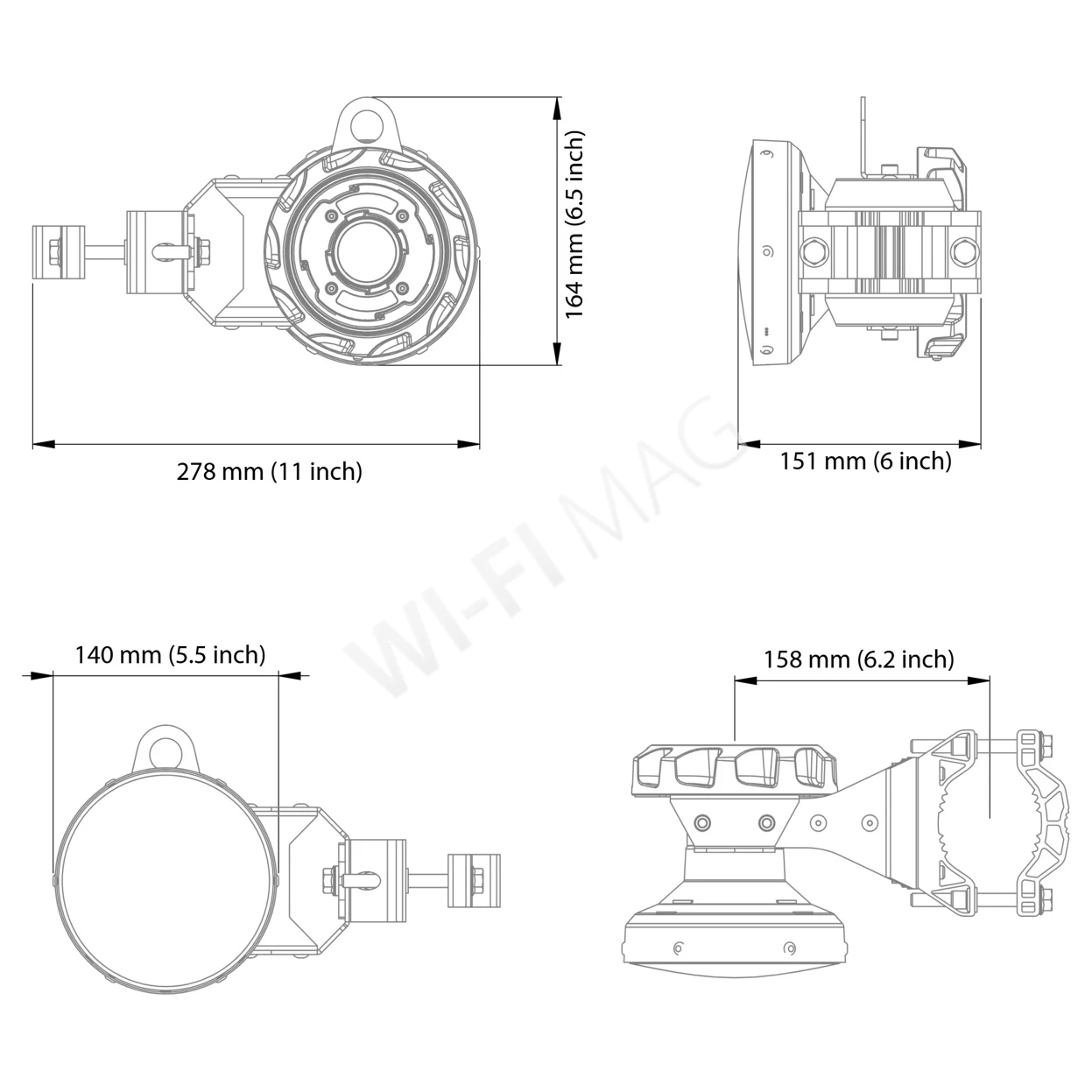 RF Elements SH60WB GO Wideband 60° Symmetrical Horn TwistPort, 5/6GHz, 13dBi, секторная рупорная антенна