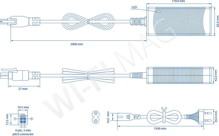 Teltonika PR313EU3 Power Supply 4-pin EU 130 Вт (50 В/2,6 А) 4-контактный блок питания