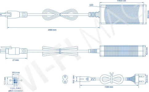 Teltonika PR313EU3 Power Supply 4-pin EU 130 Вт (50 В/2,6 А) 4-контактный блок питания