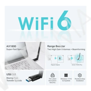 TP-Link Archer TX35U Plus AX1800, двухдиапазонный USB-адаптер Wi-Fi 6