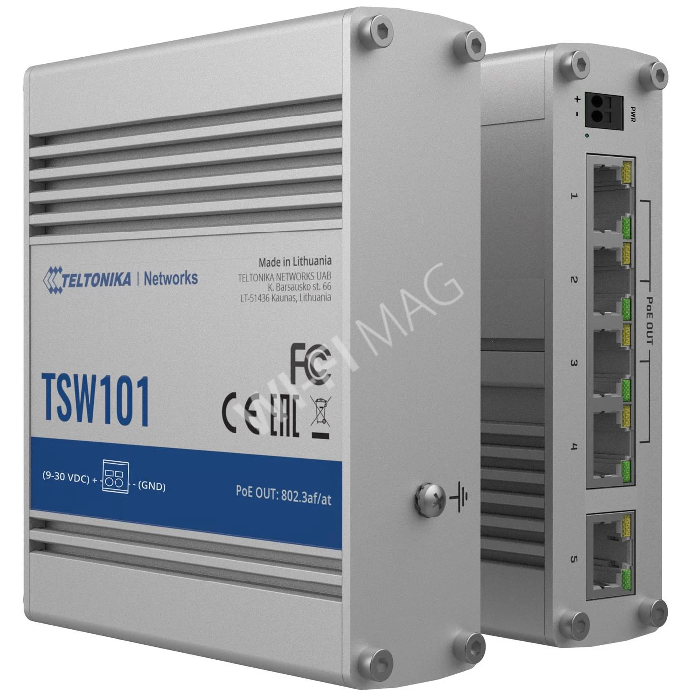 Teltonika TSW101 Automotive PoE+ Switch, 5-портовый неуправляемый с 4-мя PoE коммутатор