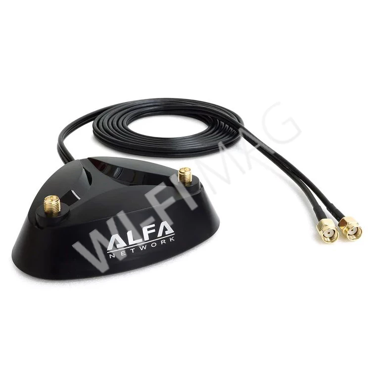 Alfa Magnetic Base ARS-AS02T, магнитная база для 2-х антенн с разъемами RP-SMA Female, кабель RG-174 RP-SMA Male 2 м