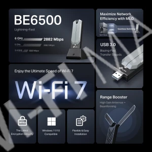 TP-Link Archer TBE400UH BE6500, трёхдиапазонный беспроводной Wi-Fi 7 USB-адаптер 3.0