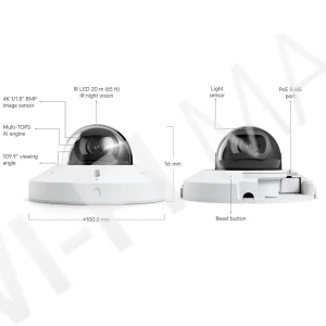 Ubiquiti UniFi G6 Mini Dome Camera White, 8 Мп PoE с двусторонней аудиосвязью и ночным видением белая IP-видеокамера