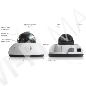 Ubiquiti UniFi G6 Dome Camera White, 8 Мп уличная PoE с микрофоном и ночным видением белая IP-видеокамера