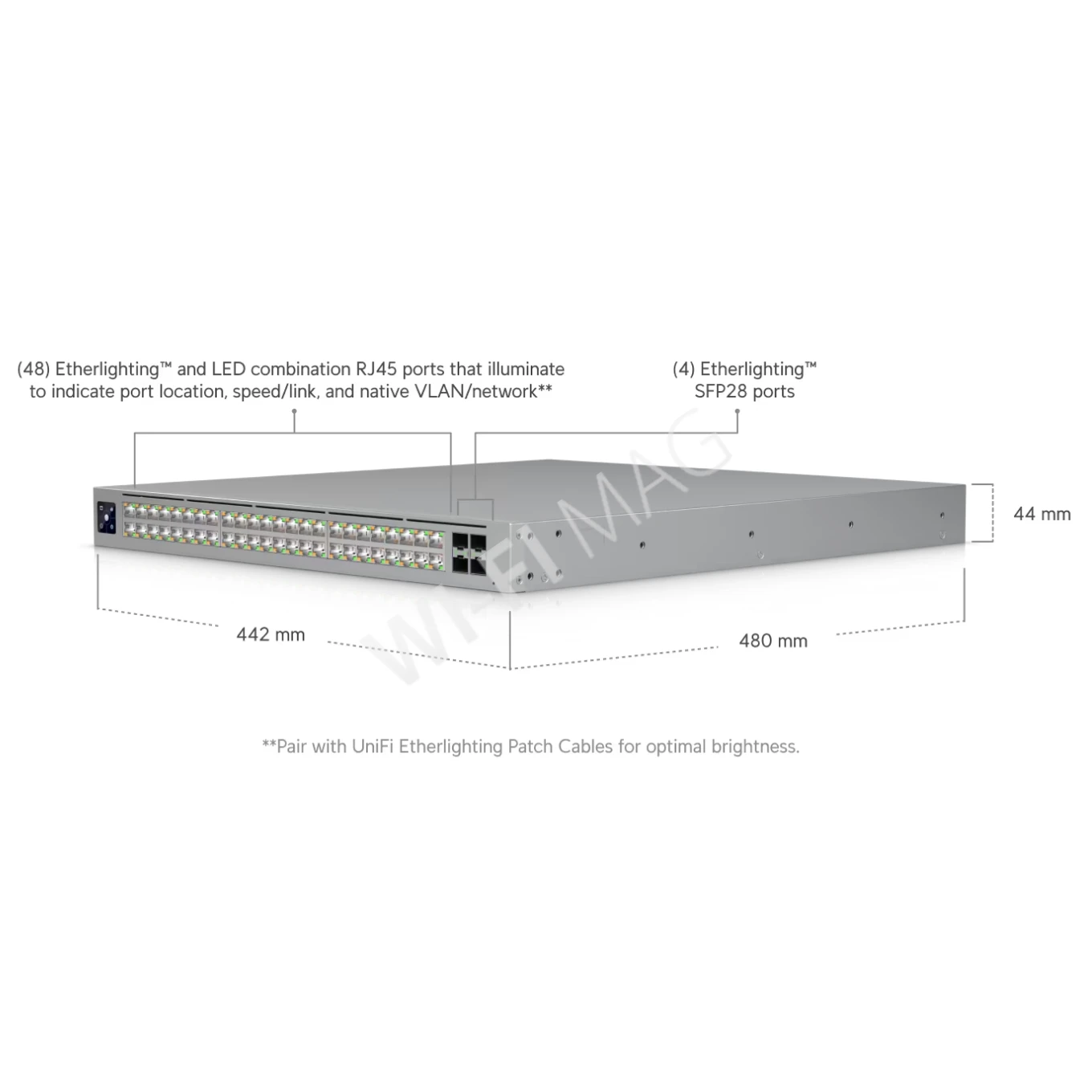 Ubiquiti UniFi Enterprise Campus 48S PoE Switch (2150 Вт) 56-портовый (48 PoE+++) со стекированием Etherlighting коммутатор
