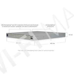 Ubiquiti UniFi Enterprise Campus 48S PoE Switch (2150 Вт) 56-портовый (48 PoE+++) со стекированием Etherlighting коммутатор