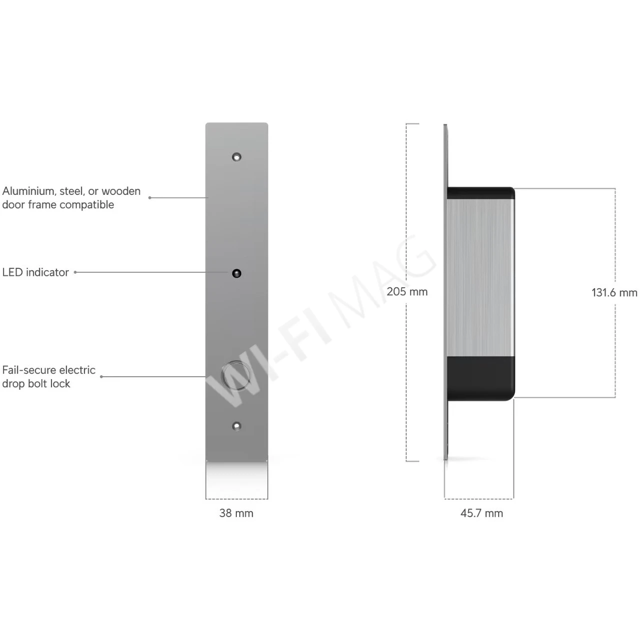 Ubiquiti UniFi Access Fail-Secure Bolt Lock, электромеханический замок с защитой от сбоев и светодиодной индикацией состояния