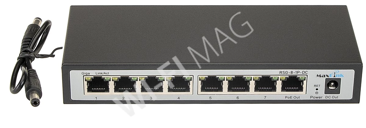 Max Link Reverse PoE switch RSG-8-1P-DC, 7x PoE IN, 1x PoE Out, электронное устройство