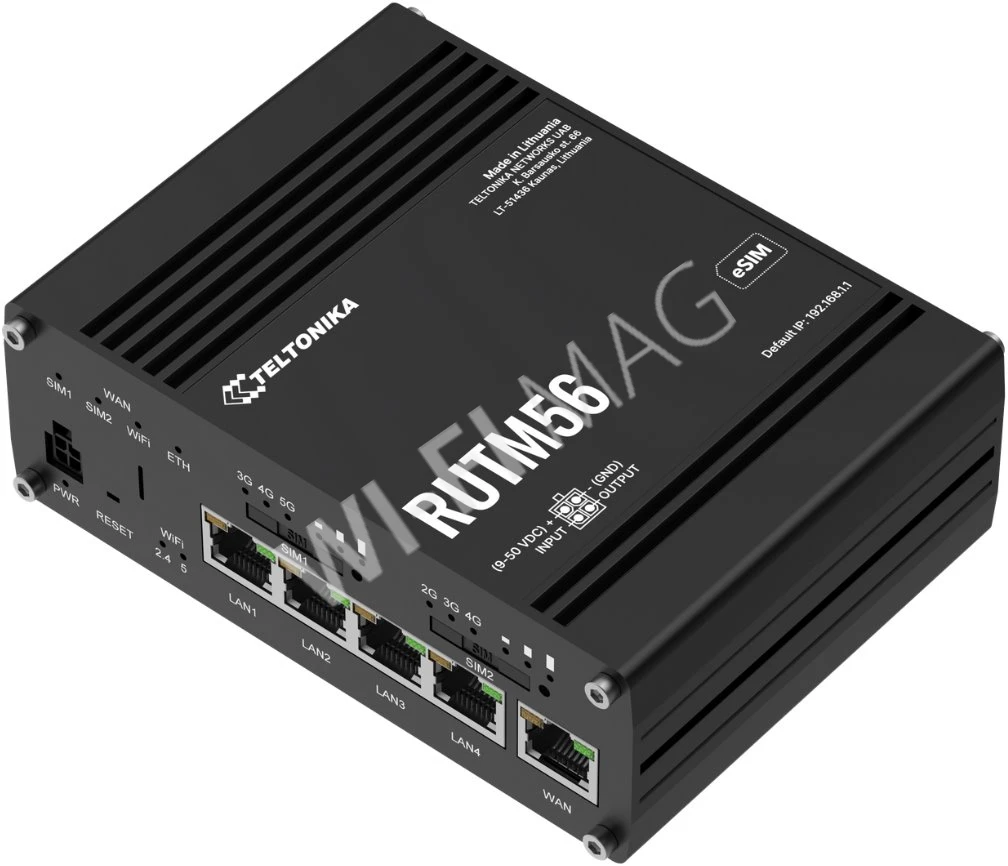 Teltonika RUTM56, двухдиапазонный промышленный маршрутизатор 5G+4G Wi-Fi Router, eSIM
