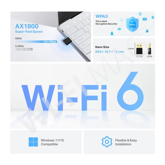 TP-Link Archer TX20U Nano AX1800, беспроводной Wi-Fi 6 USB‑адаптер