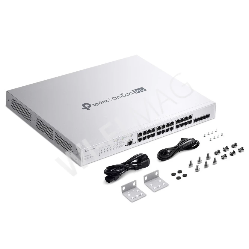 TP-Link S5500-24GP4XF, 4 SFP+ и 24 порта 1 Гбит/с PoE+ линейки Omada Pro управляемый коммутатор