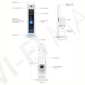 Ubiquiti UniFi Access G3 Reader Professional White, белый видеодомофон с NFC/Bluetooth считывателем и с Apple Touch Pass