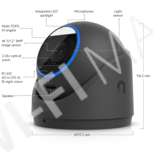 Ubiquiti UniFi Video Camera G6 Pro Turret Black, 8 Мп черная уличная PoE+ турельная c 2,36-кратным оптическим зумом IP-видеокамера
