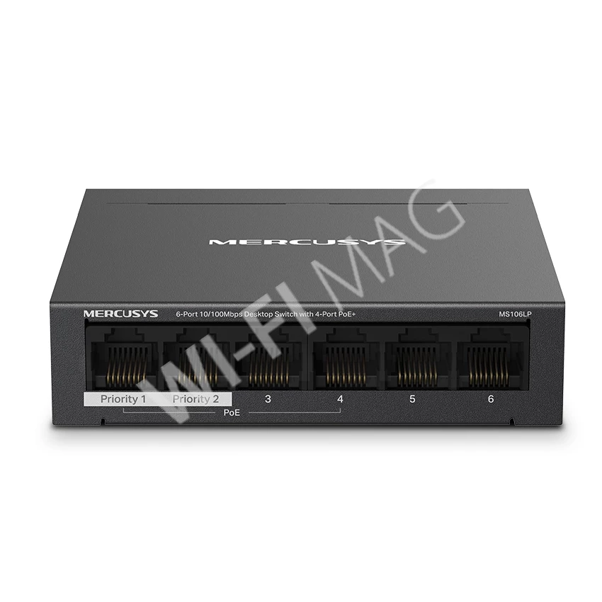 Mercusys MS106LP, неуправляемый 6-портовый коммутатор с 4-мя PoE+ (10/100 Мбит/с)