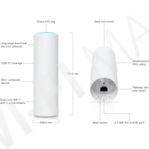 Ubiquiti UniFi 7 Mesh, двухдиапазонная точка доступа Wi-Fi 7 MU-MIMO