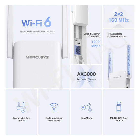 Mercusys ME80X AX3000 расширитель WiFi сигнала EasyMesh