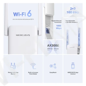 Mercusys ME80X AX3000 расширитель WiFi сигнала EasyMesh