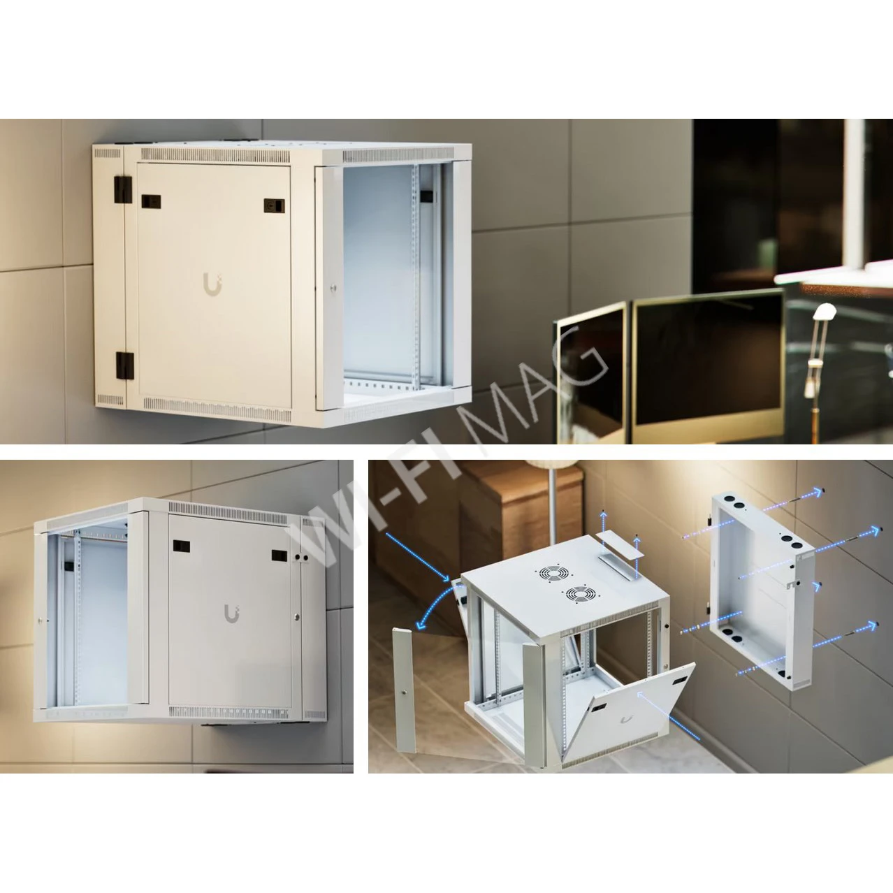 Ubiquiti 12U Rack Cabinet Glass Front Door Swing (700 мм) двухсекционный стоечный шкаф 12U с 2-мя вентиляторами и стеклянной дверцей