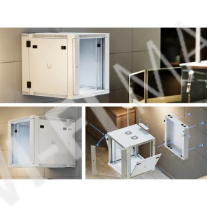Ubiquiti 12U Rack Cabinet Glass Front Door Swing (700 мм) двухсекционный стоечный шкаф 12U с 2-мя вентиляторами и стеклянной дверцей