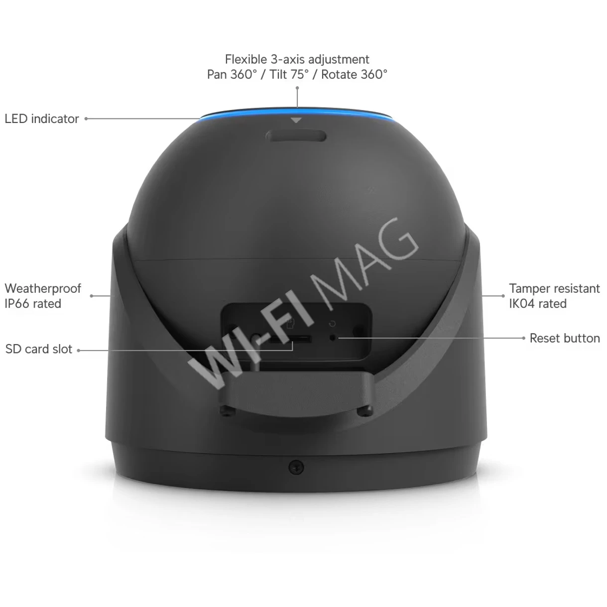 Ubiquiti UniFi Video Camera G6 Pro Turret Black, 8 Мп черная уличная PoE+ турельная c 2,36-кратным оптическим зумом IP-видеокамера