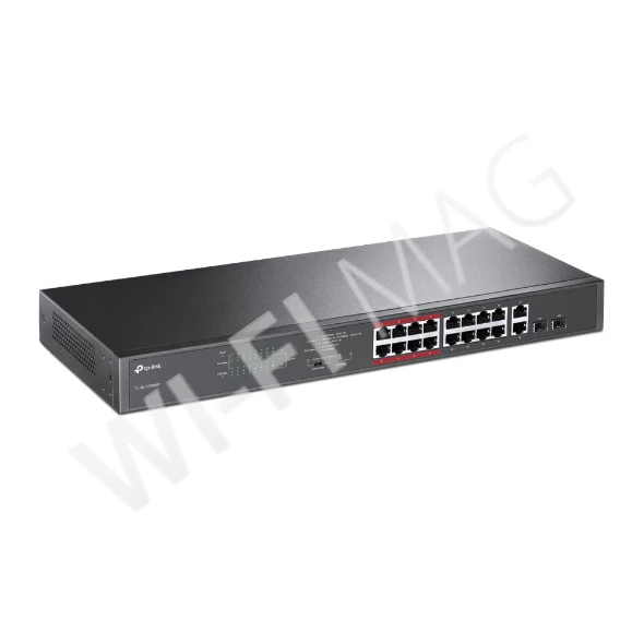 TP-Link TL-SL1218MP, 16 портов (10/100 Мбит/с) и 2 гигабитных порта