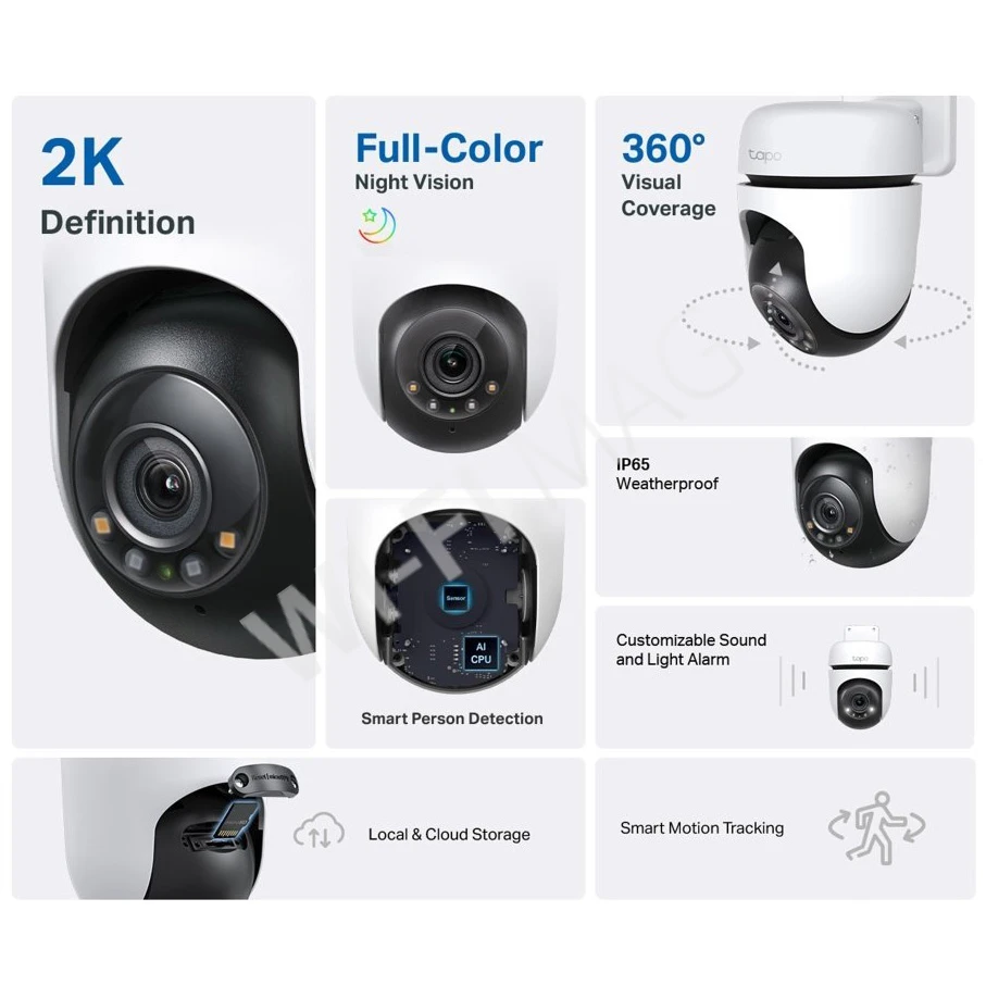 TP-Link Tapo C510W (2-pack) комплект из 2-х уличных 3Мп поворотных с цветным ночным видением и ИК-подсветкой до 30 м Wi‑Fi-камер