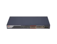Неуправляемые коммутаторы с PoE Hikvision DS-3E0318P-E(B), неуправляемый коммутатор с 2-мя комбо-портами (1 Гбит/с) и 16-ю PoE RJ45 (10/100 Мбит/с)