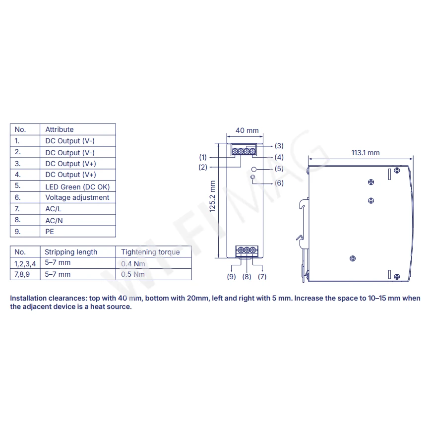 Teltonika PR327NP0 Din-Rail Power Supply (120 Вт, 48 В) блок питания для DIN-рейки
