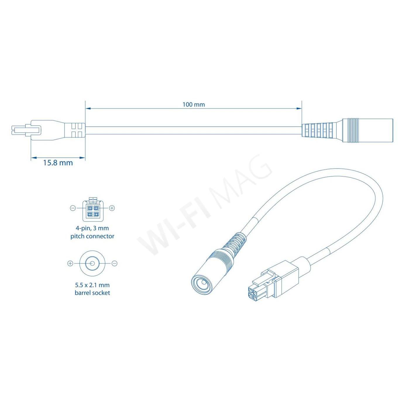 Teltonika PR5MEC21 4-pin Power Adapter With I/O Access, адаптер питания с доступом к вводу-выводу (длина 10 см)