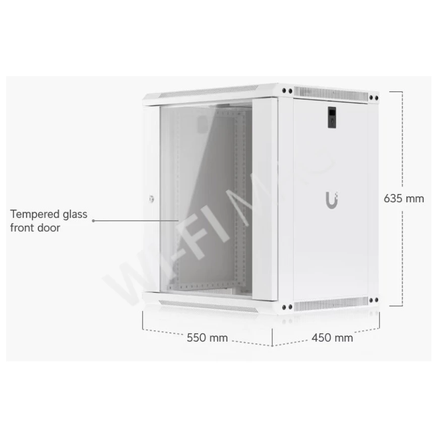 Ubiquiti 12U Rack Cabinet Glass Front Door (450 мм) стоечный шкаф 12U с 2-мя вентиляторами и стеклянной дверцей