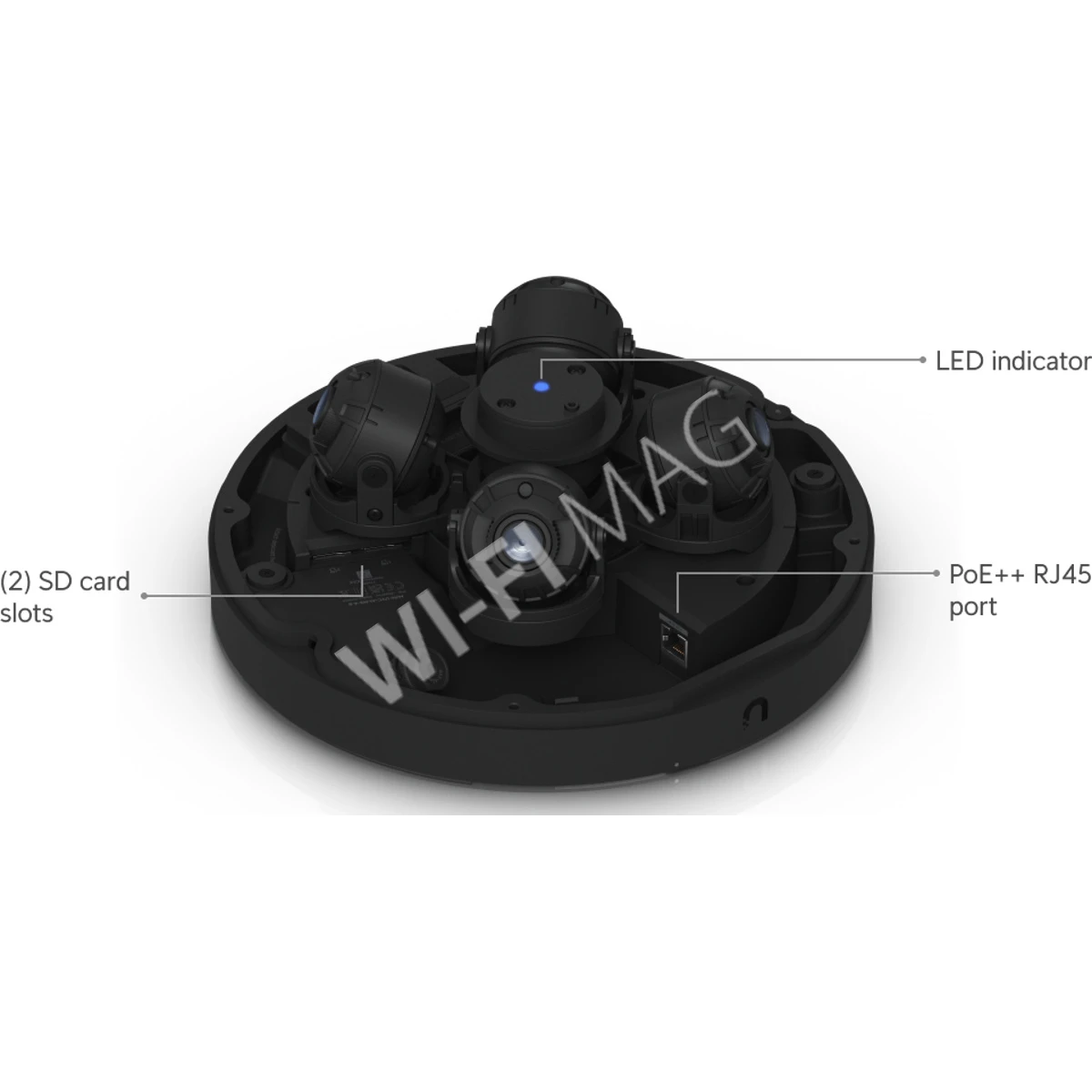 Ubiquiti UniFi AI Multi Sensor 4 Camera Black, 32 Мп черная уличная PoE++ с 4-мя объективами и 2,33-кратным зумом IP-видеокамера